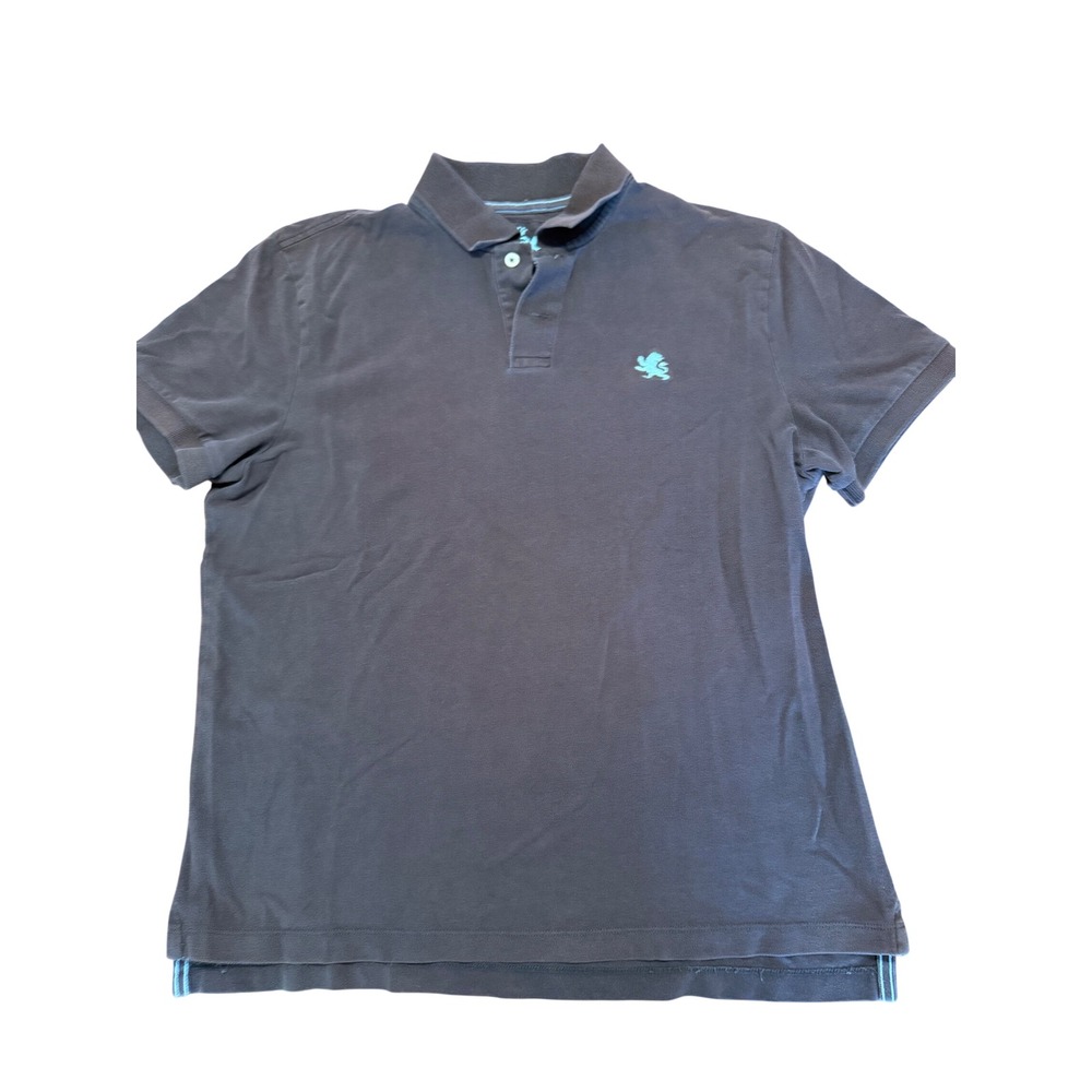 Express Mens Short Sleeve Polo Shirt Gray Lion Logo Casual Cotton Top Size L